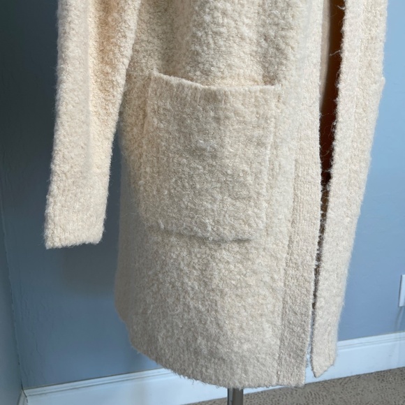 Bohemian  Boucle long, open-front duster cardigan, in PASTEL ROSE TAN size S - Picture 4 of 13